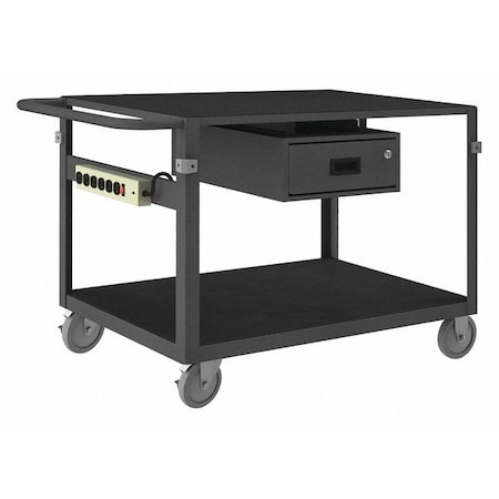 Zoro Select Instrument Cart with Flush Metal Shelves, Steel, 1,000 lb Load Capacity, 2 Shelves, 66 1/2 in L IC24361DRPS5PU95