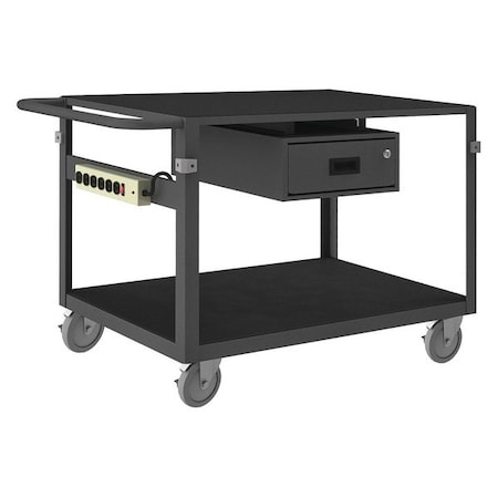 Zoro Select Instrument Cart with Flush Metal Shelves, Steel, 1,000 lb Load Capacity, 2 Shelves, 54 1/2 in L IC24361DRPS4SW5PU95