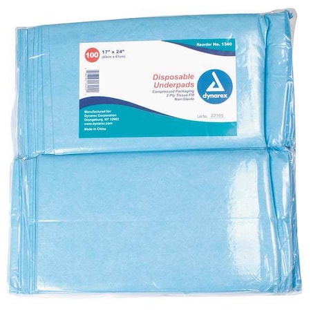 Dynarex Dspsbl Undrpds, 17x24In, Tissue Fill, PK300 1340