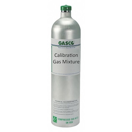 GASCO Calibration Gas, Nitrogen, Sulfur Dioxide, 58 L, C-10 Connection, +/-5% Accuracy 58L-175-18