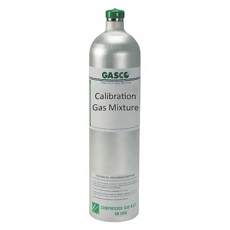 GASCO Calibration Gas, Air, Ammonia, 58 L, C-10 Connection, +/-5% Accuracy, 500 psi Max. Pressure 58L-14-100