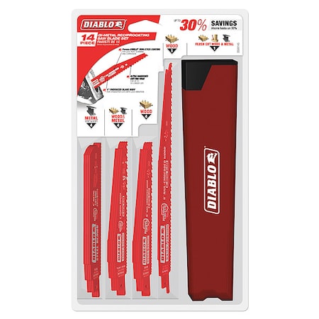 Diablo 6" and 9" L General Purpose Cutting Reciprocating Saw Blade Set DS0014S