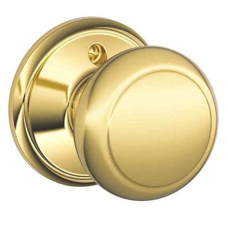 Schlage Bright Brass Dummy Knob Lockset, Andover F170 AND 605