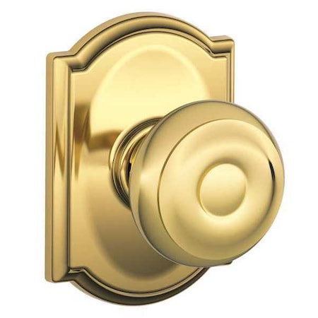 Schlage Bright Brass Passage Knob Lockset, Georgian/Camelot F10 GEO 605 CAM