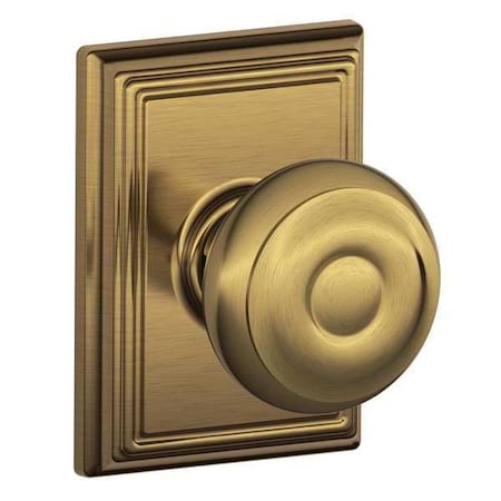 Schlage Antique Brass Passage Knob Lockset, Georgian/Addison F10 GEO 609 ADD