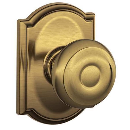 Schlage Antique Brass Passage Knob Lockset, Georgian/Camelot F10 GEO 609 CAM