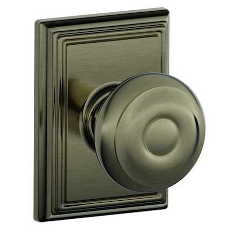 Schlage Antique Pewter Passage Knob Lockset, Georgian/Addison F10 GEO 620 ADD