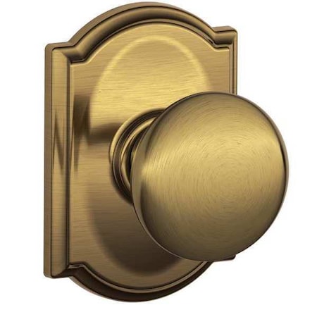 Schlage Antique Brass Passage Knob Lockset, Plymouth/Camelot F10 PLY 609 CAM