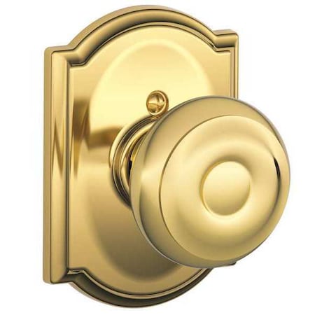 Schlage Bright Brass Dummy Knob Lockset, Georgian/Camelot F170 GEO 605 CAM