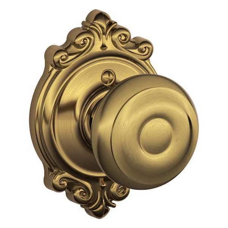 Schlage Antique Brass Dummy Knob Lockset, Georgian/Brookshire F170 GEO 609 BRK