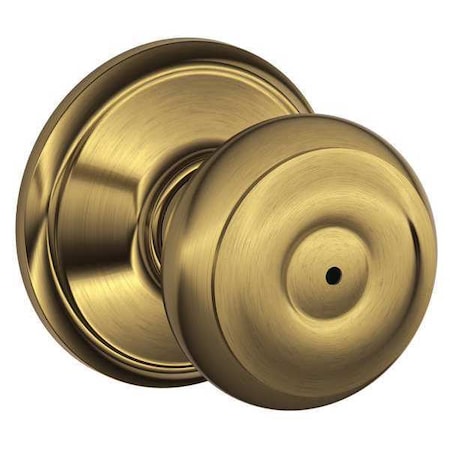 Schlage Antique Brass Privacy Knob Lockset, Georgian F40 GEO 609