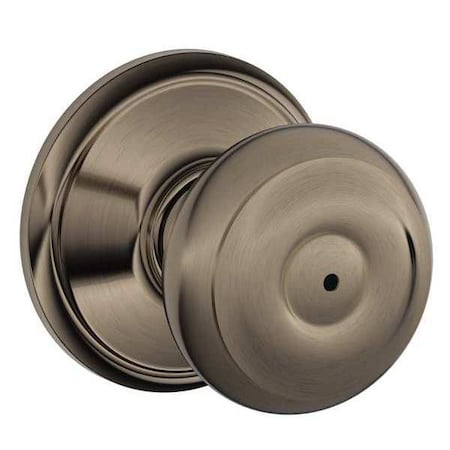 Schlage Antique Pewter Privacy Knob Lockset, Georgian F40 GEO 620
