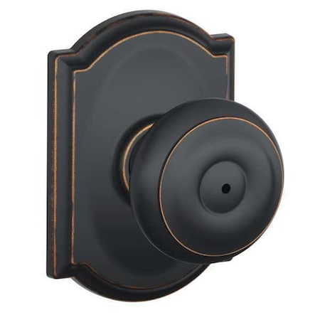 Schlage Antique Bronze Privacy Knob Lockset, Georgian/Camelot F40 GEO 716 CAM