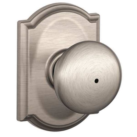Schlage Satin Nickel Privacy Knob Lockset, Plymouth/Camelot F40 PLY 619 CAM