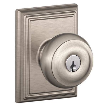 Schlage Satin Nickel Entrance Knob Lockset, Georgian/Addison F51A GEO 619 ADD