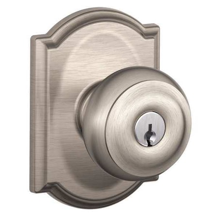 Schlage Satin Nickel Entrance Knob Lockset, Georgian/Camelot F51A GEO 619 CAM