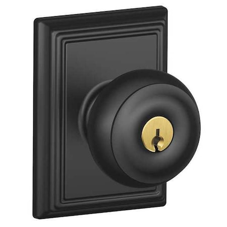 Schlage Matte Black Entrance Knob Lockset, Georgian/Addison F51A GEO 622 ADD