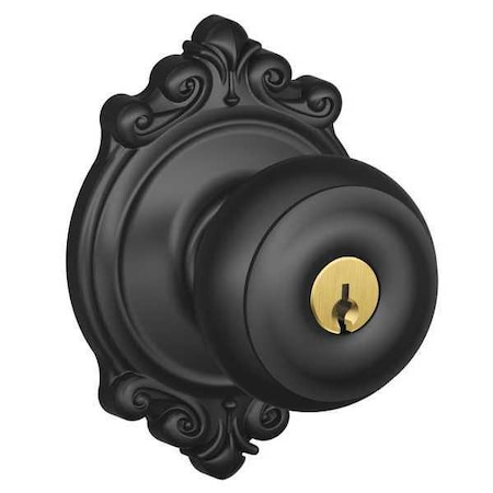 Schlage Matte Black Entrance Knob Lockset, Georgian/Brookshire F51A GEO 622 BRK