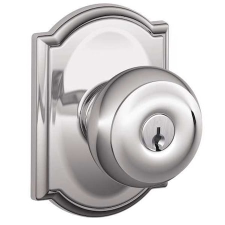 Schlage Chrome Entrance Knob Lockset, Georgian/Camelot F51A GEO 625 CAM