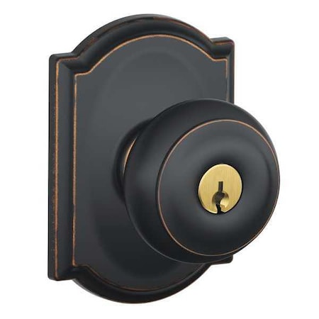 Schlage Antique Bronze Entrance Knob Lockset, Georgian/Camelot F51A GEO 716 CAM