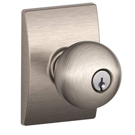Schlage Satin Nickel Entrance Knob Lockset, Orbit/Century F51A ORB 619 CEN