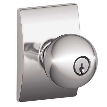 Schlage Chrome Entrance Knob Lockset, Orbit/Century F51A ORB 625 CEN