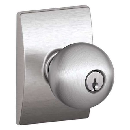 Schlage Satin Chrome Entrance Knob Lockset, Orbit/Century F51A ORB 626 CEN