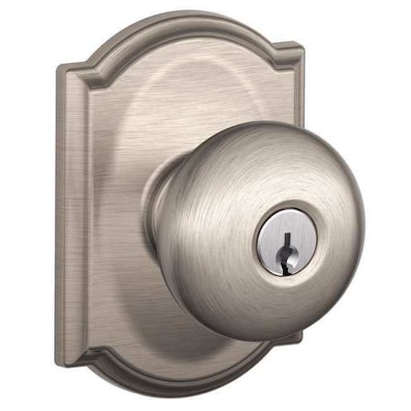 Schlage Satin Nickel Entrance Knob Lockset, Plymouth/Camelot F51A PLY 619 CAM
