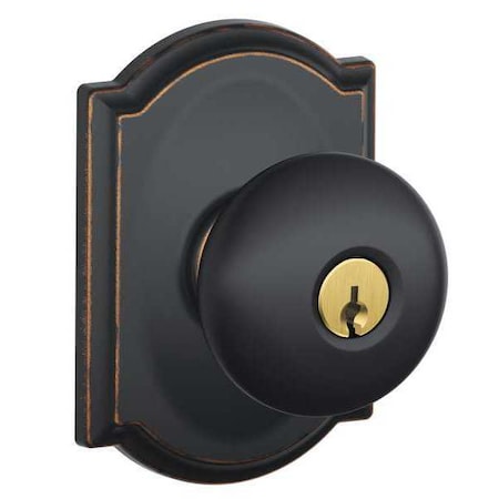 Schlage Antique Bronze Entrance Knob Lockset, Plymouth/Camelot F51A PLY 716 CAM