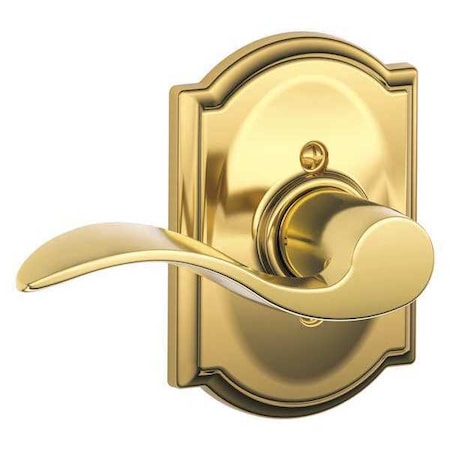 Schlage Bright Brass Dummy Lever Lockset, Accent/Camelot, Left Hand F170 ACC 605 CAM LH