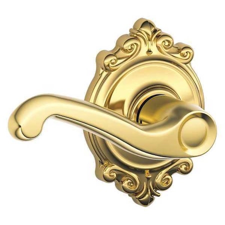 Schlage Bright Brass Passage Lever Lockset, Flair/Brookshire F10 FLA 605 BRK