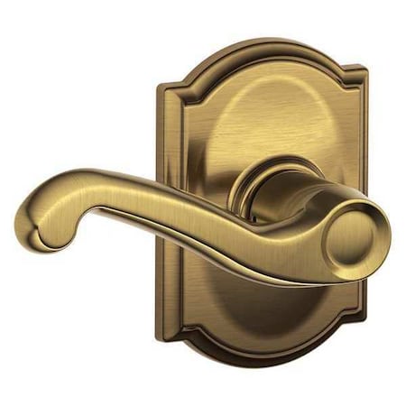 Schlage Antique Brass Passage Lever Lockset, Flair/Camelot F10 FLA 609 CAM