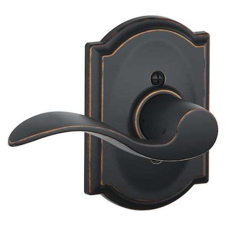 SCHLAGE Antique Bronze Dummy Lever Lockset, Accent/Camelot, Right Hand F170 ACC 716 CAM RH