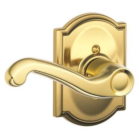 Schlage Bright Brass Dummy Lever Lockset, Flair/Camelot, Right Hand F170 FLA 605 CAM RH