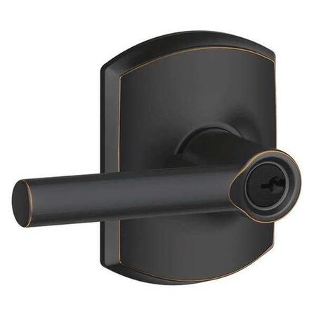 Schlage Antique Bronze Entrance Lever Lockset, Broadway/Greenwich F51A BRW 716 GRW