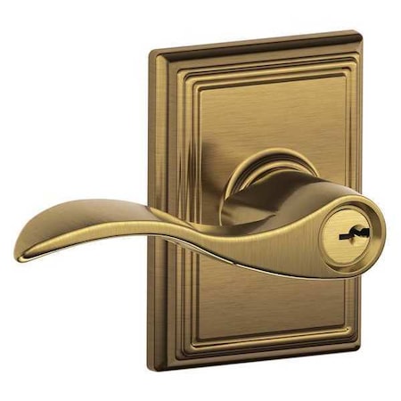 SCHLAGE Antique Brass Entrance Lever Lockset, Accent/Addison F51A ACC 609 ADD