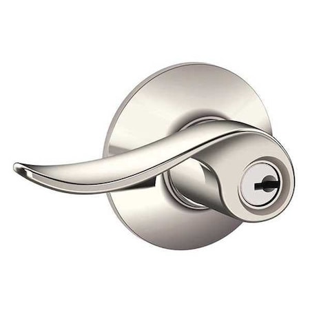 Schlage Bright Nickel Entrance Lever Lockset, Sacramento F51A SAC 618