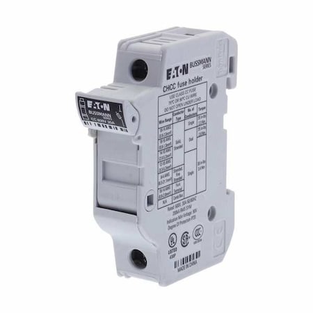 Eaton Bussmann Fuse Holder, CC UL Class, 600V AC/DC Volt Rating, 1 Poles, Clamp/Spade Lug CHCC1DU