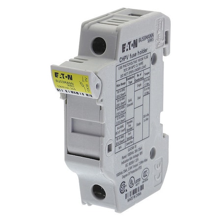 Eaton Bussmann Fuse Holder, 0 to 30A Amp Range, 1000V DC Volt Rating, 1 Poles, Clamp/Spade Lug CHPV1U