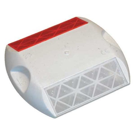 3M Pavement Marker Tape, Polycarbonate Body, 4 in Length, 3 3/4 in Width, 5/8 in Height, White/Red RPM-PSA-290-WR