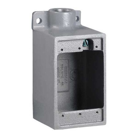 Hubbell Killark Electrical Box, 47 cu in, FD Box Type, 1 Gang, Malleable Iron, Rectangular Shape FD-3M