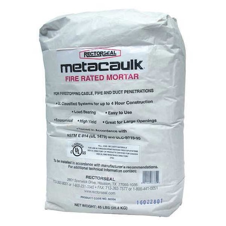 Metacaulk Fire Barrier Mortar, Bag, 45 lb. 66334
