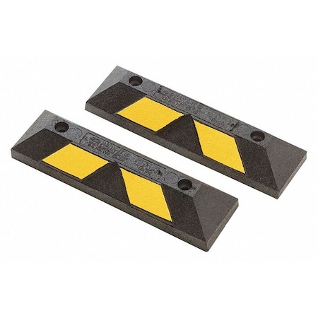 Zoro Select Car Stop, Rubber, 4 in Height, 22 in Length, Black/Yellow GNRS1319YB