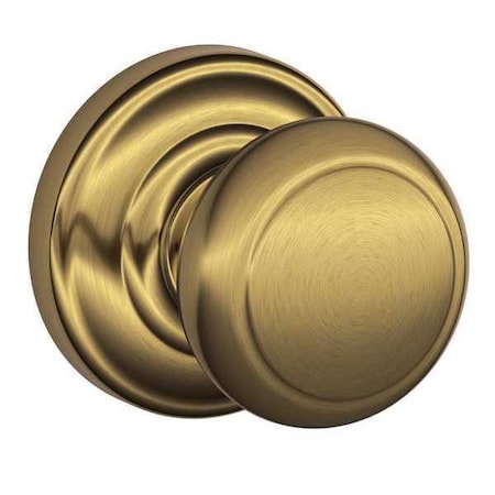 Schlage Antique Brass Passage Knob Lockset, Andover F10 AND 609 AND