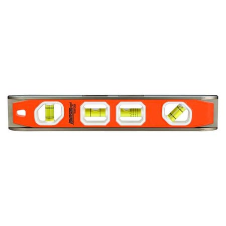 Johnson Level & Tool Torpedo Level, Aluminum, 12"L, 4 Vials 1435-1200