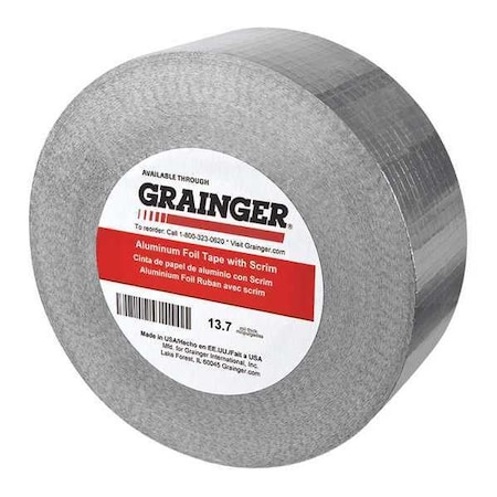 Zoro Select FoilTape, Alum, 33-3/8ydL, 1-1/2inW, PK72 TCFOIL378
