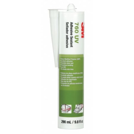 3M Polymer Adhesive Sealant, 10 oz, Cartridge, Black, Polymer Base, 760 UV 760 UV