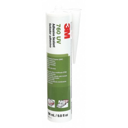 3M Polymer Adhesive Sealant, 10 oz, Cartridge, Gray, Polymer Base, 760 UV 760 UV