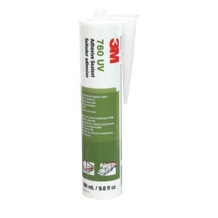 3M Polymer Adhesive Sealant, 10 oz, Cartridge, White, Polymer Base, 760 UV 760 UV