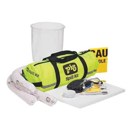 Pig Spill Kit, 5 gal Volume Absorbed per Kit, Not Applicable Capacity, Bag, Yellow, 31 KIT627